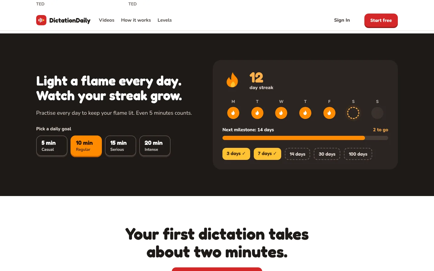 Pick a daily goal: 5, 10, 15 or 20 minutes